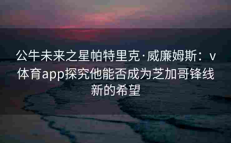 公牛未来之星帕特里克·威廉姆斯：v体育app探究他能否成为芝加哥锋线新的希望