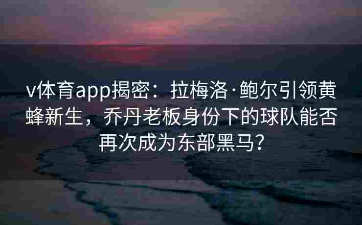 v体育app揭密：拉梅洛·鲍尔引领黄蜂新生，乔丹老板身份下的球队能否再次成为东部黑马？