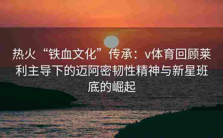 热火“铁血文化”传承：v体育回顾莱利主导下的迈阿密韧性精神与新星班底的崛起
